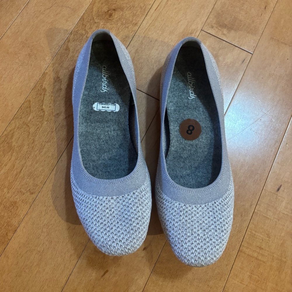 allbirds Women's Light Gray Knit Ballet Flats